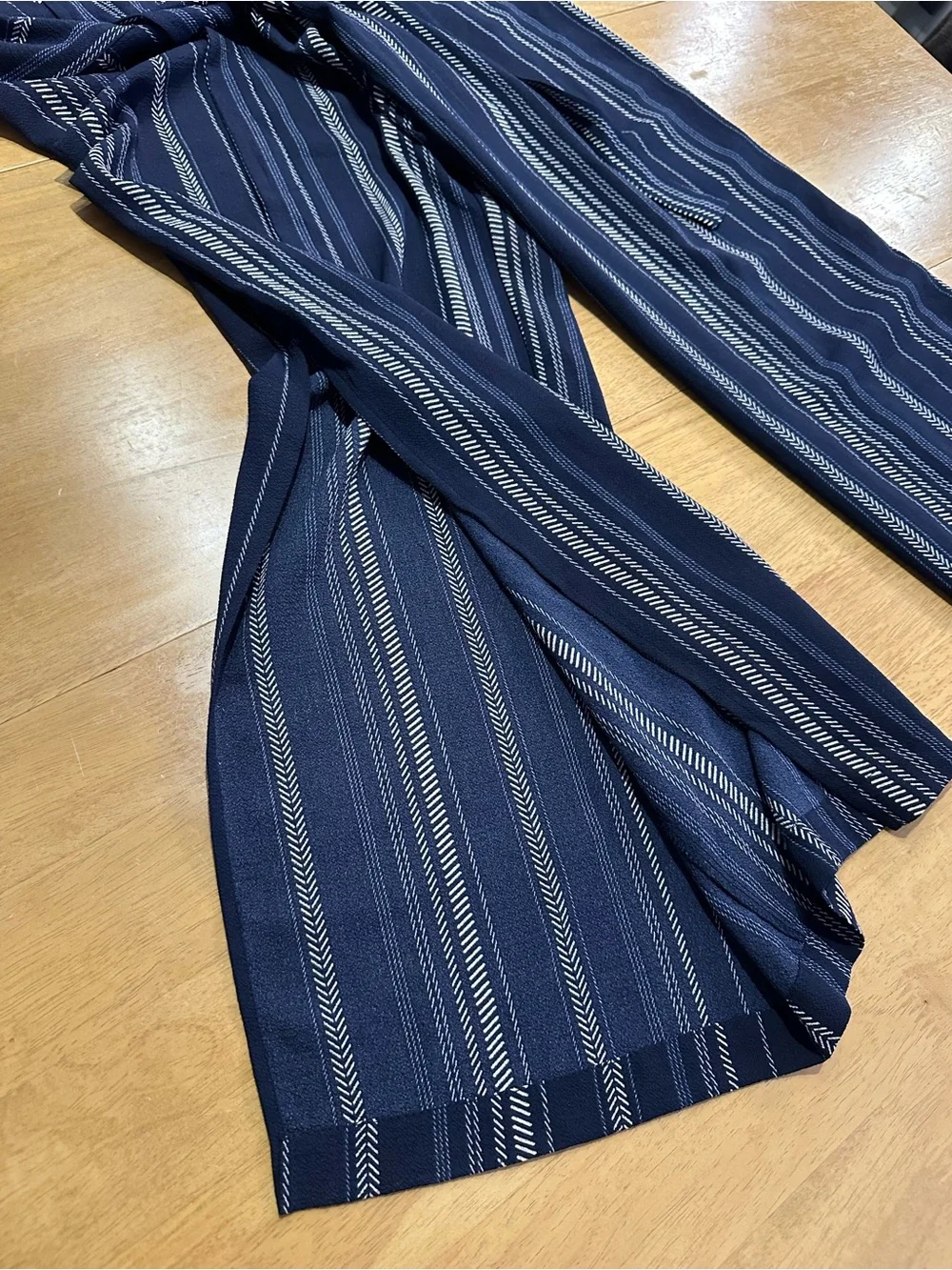 Monteau Navy and White Patterned Small Cropped Leg Jumpsuit